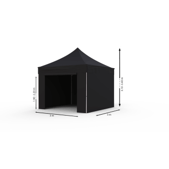 Faltpavillon 3x3 Schwarz Zeltpro PROFRAME 7