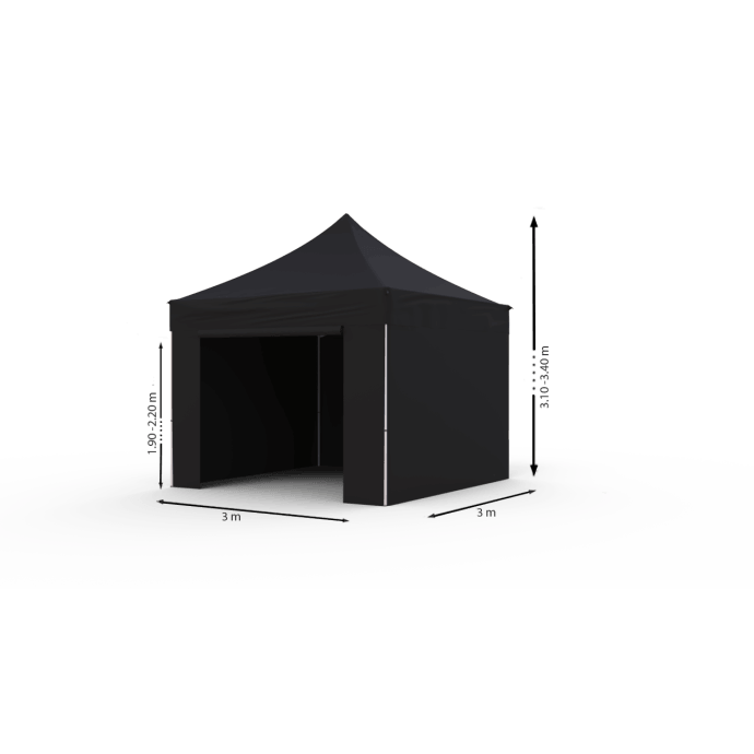 Faltpavillon 3x3 Schwarz Zeltpro PROFRAME 7