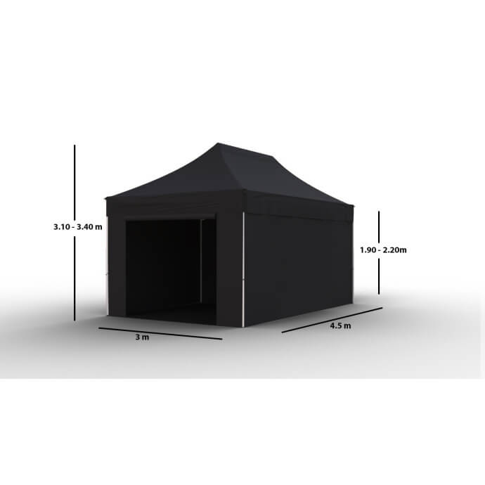 Faltpavillon 3x4,5 Schwarz Zeltpro PROFRAME 7
