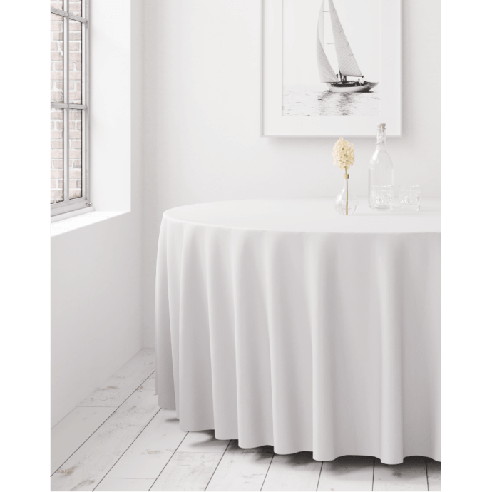 Runde Tischdecke, fleckabweisend Weiß D250 1