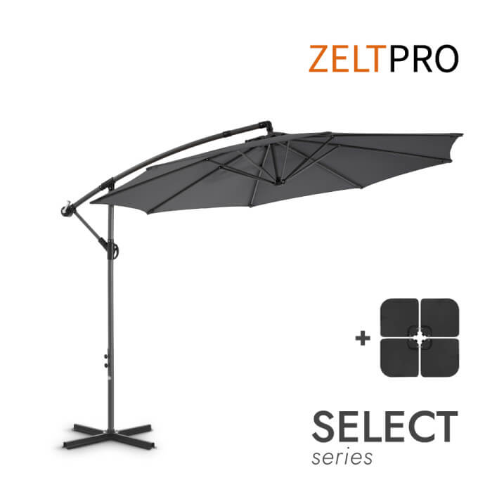 Sonnenschirm mit Sonnenschirmständer Select Anthrazit 1