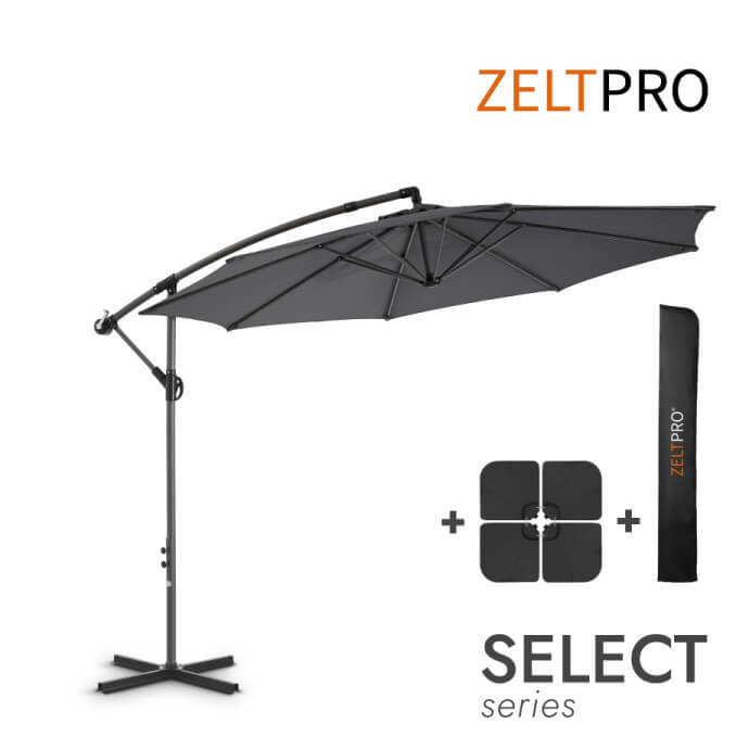 Sonnenschirm mit Sonnenschirmständer und Schutzhülle Select Anthrazit 1