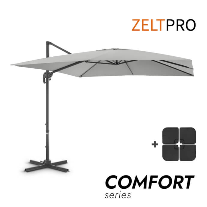 Sonnenschirm mit Sonnenschirmständer Comfort Hellgrau 1