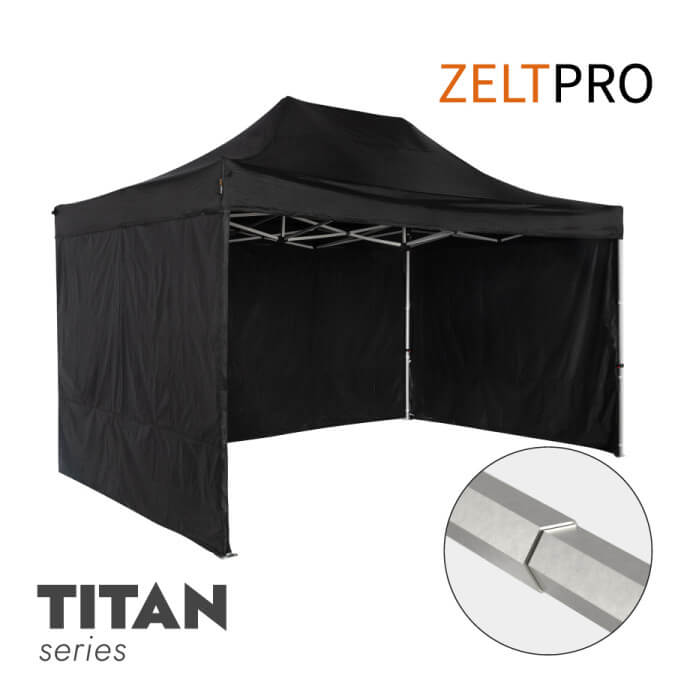 Faltpavillon 3x4,5 Schwarz Zeltpro TITAN 1