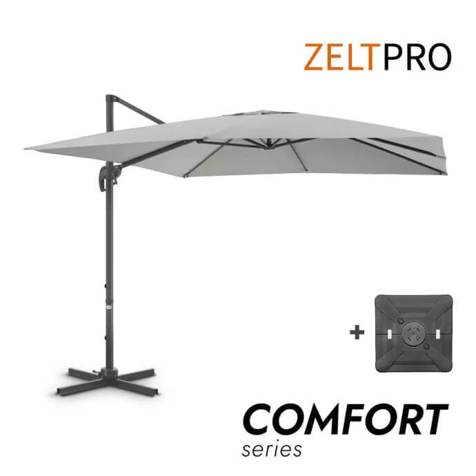 Sonnenschirm mit Solid sonnenschirmständer Comfort Hellgrau 1