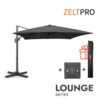 Sonnenschirm für den Außenbereich mit stabilem Sonnenschirmständer Solid (inklusive Schutzhülle) Lounge Anthrazit 1