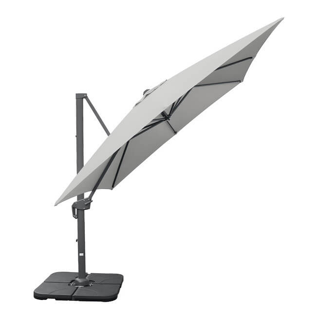 Sonnenschirm für den Außenbereich mit stabilem Sonnenschirmständer Solid (inklusive Schutzhülle) Lounge Hellgrau 11