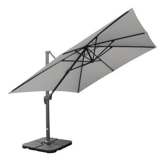 Sonnenschirm für den Außenbereich mit stabilem Sonnenschirmständer Solid (inklusive Schutzhülle) Lounge Hellgrau 12