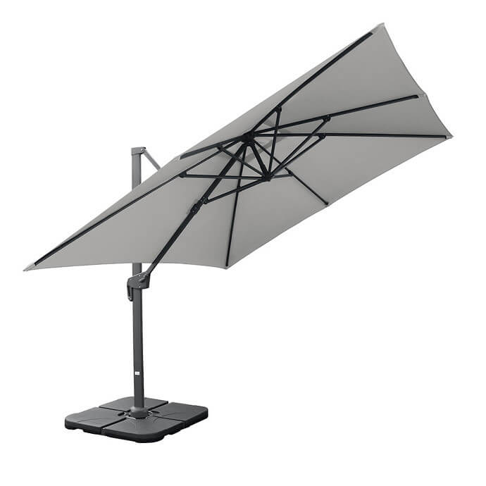 Sonnenschirm für den Außenbereich mit stabilem Sonnenschirmständer Solid (inklusive Schutzhülle) Lounge Hellgrau 12
