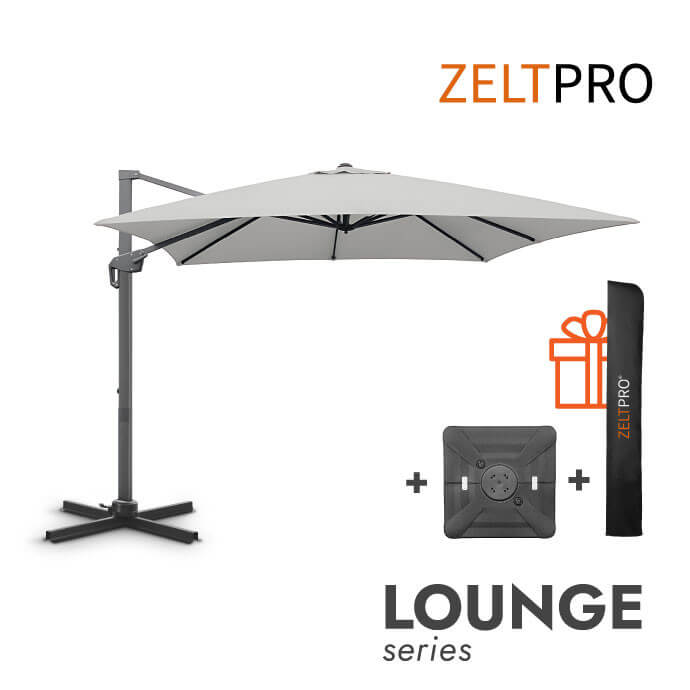 Sonnenschirm für den Außenbereich mit stabilem Sonnenschirmständer Solid (inklusive Schutzhülle) Lounge Hellgrau 1