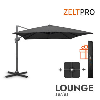 Sonnenschirm mit Sonnenschirmständer (inklusive Schutzhülle) Lounge Anthrazit 1