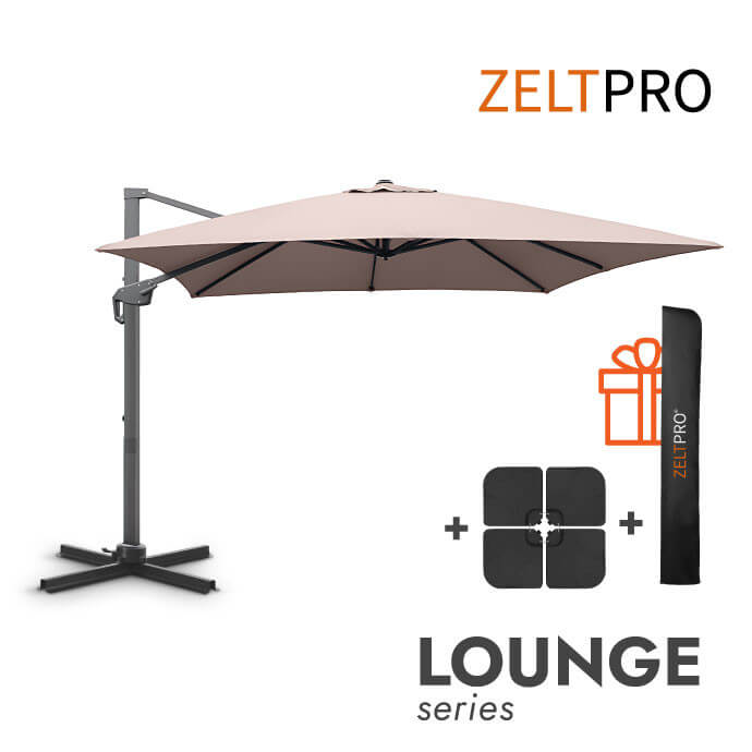 Sonnenschirm mit Sonnenschirmständer (inklusive Schutzhülle) Lounge Taupe 1