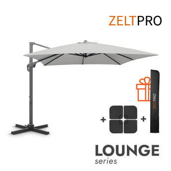 Sonnenschirm mit Sonnenschirmständer (inklusive Schutzhülle) Lounge Hellgrau 1