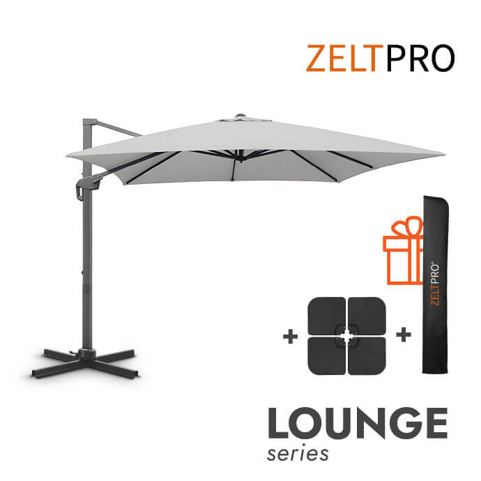 Sonnenschirm mit Sonnenschirmständer (inklusive Schutzhülle) Lounge Hellgrau 1
