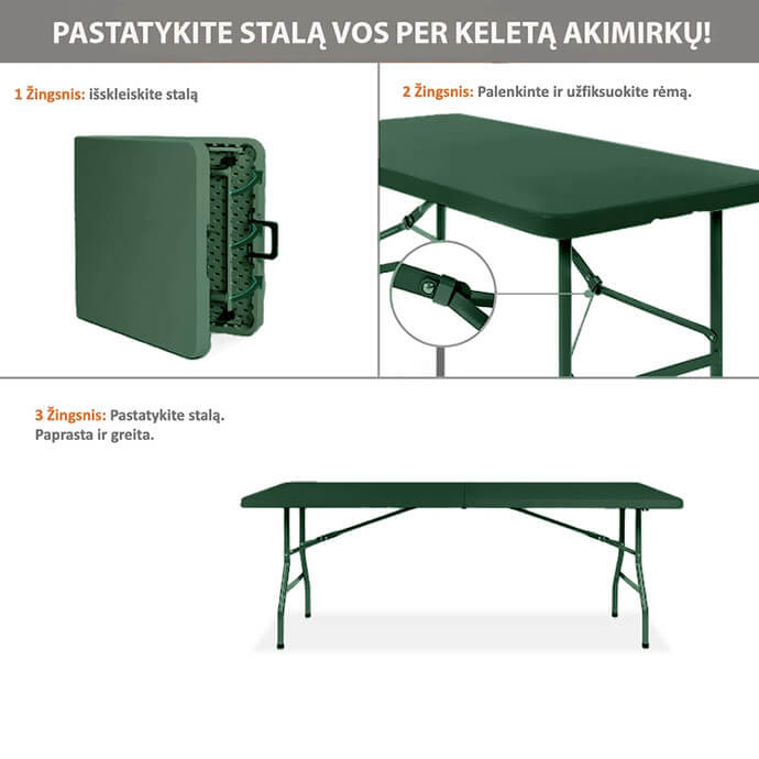 Klapptisch 180 cm. grün 7