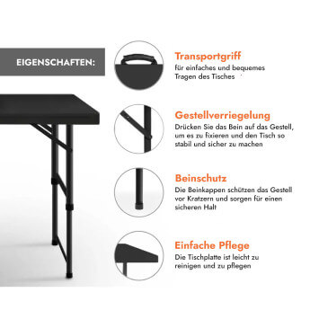 Klapptisch 120 cm schwarz 2