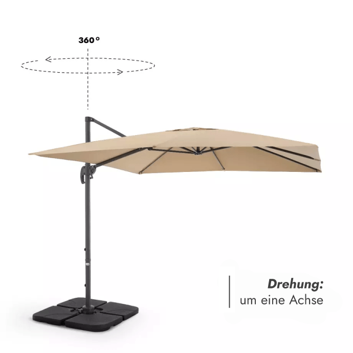 Sonnenschirm mit Solid sonnenschirmständer und Schutzhülle Comfort Taupe 3
