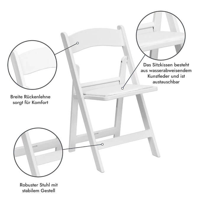 Klappstuhl Gladiator weiß (4 Stück) 4