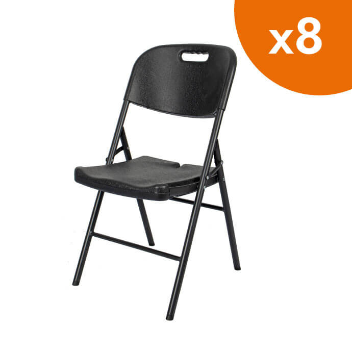 Klappstuhl Premium aus Kunststoff, schwarz (8 Stück) 1