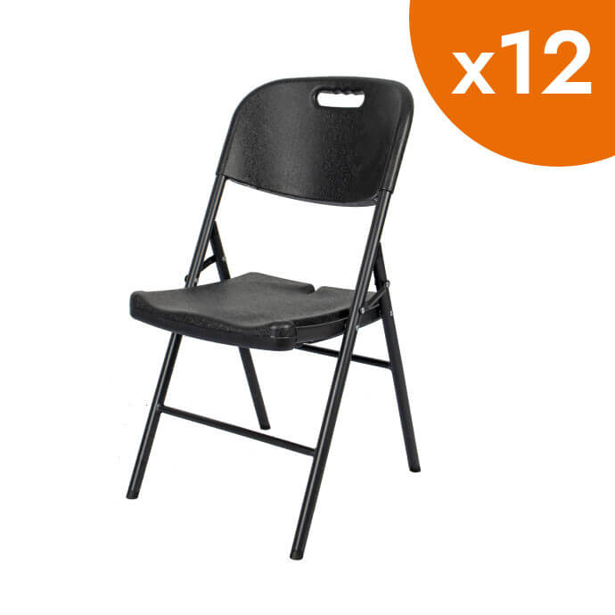 Klappstuhl Premium aus Kunststoff, schwarz (12 Stück) 1