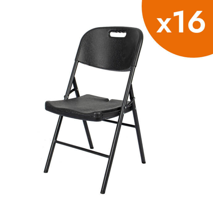 Klappstuhl Premium aus Kunststoff, schwarz (16 Stück) 1