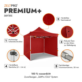 Faltpavillon 3x3 Rot Zeltpro PREMIUM+ 2