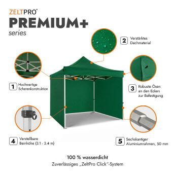 Faltpavillon 3x3 Grün Zeltpro PREMIUM+ 2