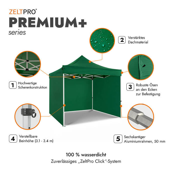 Faltpavillon 3x3 Grün Zeltpro PREMIUM+ 2