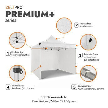 Faltpavillon 3x3 Weiß Zeltpro PREMIUM+ 2