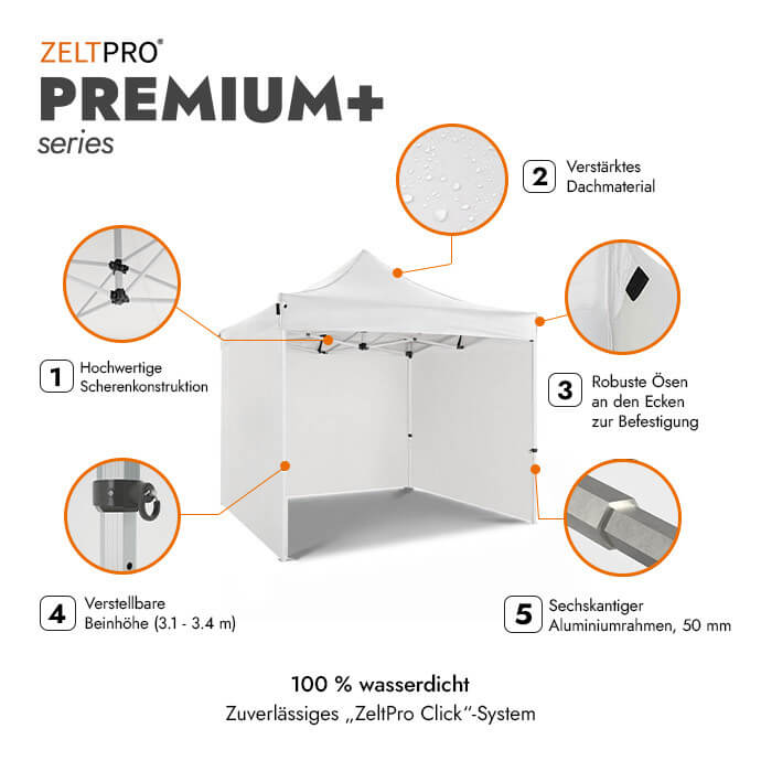 Faltpavillon 3x3 Weiß Zeltpro PREMIUM+ 2
