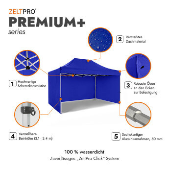Faltpavillon 3x4,5 Blau Zeltpro PREMIUM+ 2