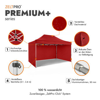 Faltpavillon 3x4,5 Rot Zeltpro PREMIUM+ 2