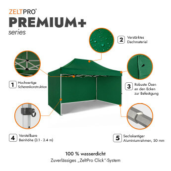 Faltpavillon 3x4,5 Grün Zeltpro PREMIUM+ 2