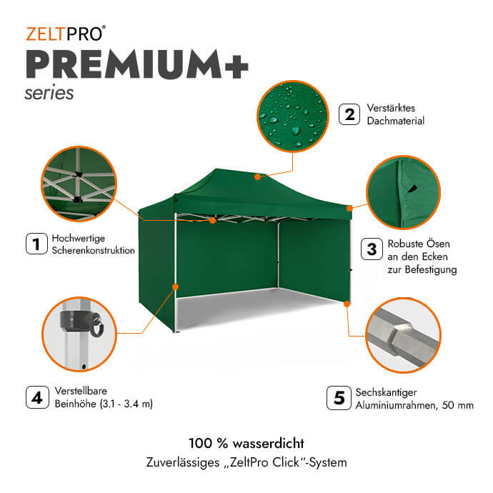 Faltpavillon 3x4,5 Grün Zeltpro PREMIUM+ 2