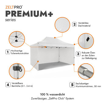 Faltpavillon 3x4,5 Weiß Zeltpro PREMIUM+ 2