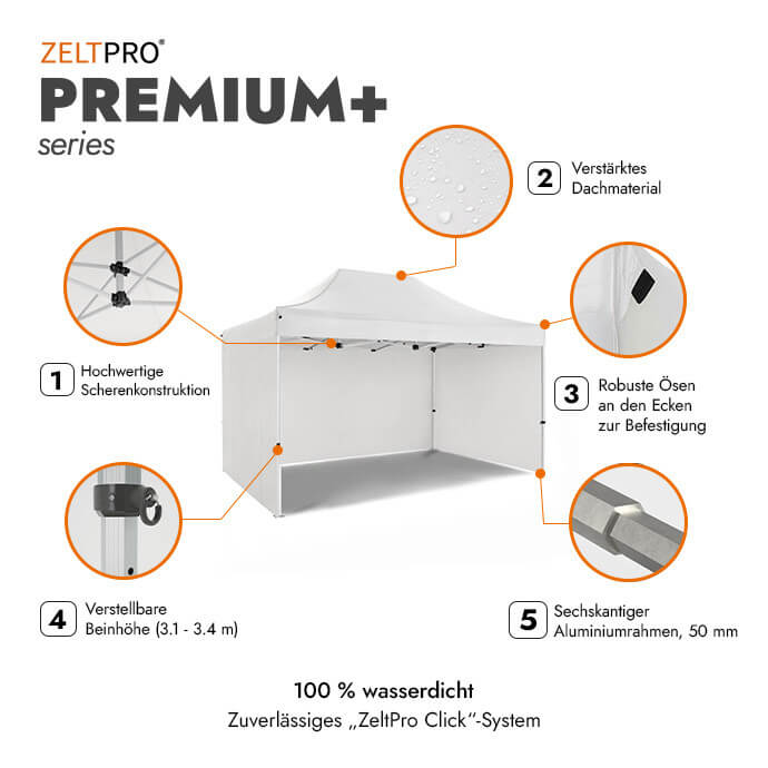 Faltpavillon 3x4,5 Weiß Zeltpro PREMIUM+ 2