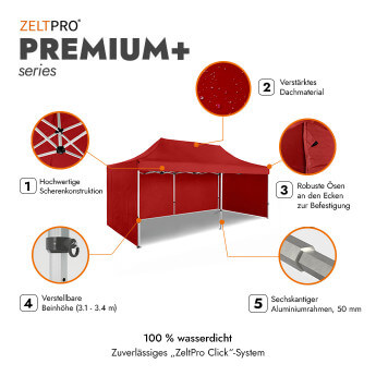 Faltpavillon 3x6 Rot Zeltpro PREMIUM+ 2