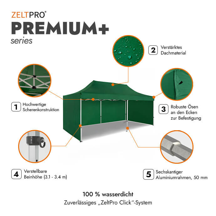 Faltpavillon 3x6 Grün Zeltpro PREMIUM+ 2