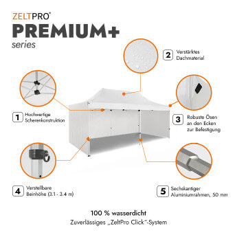 Faltpavillon 3x6 Weiß Zeltpro PREMIUM+ 2