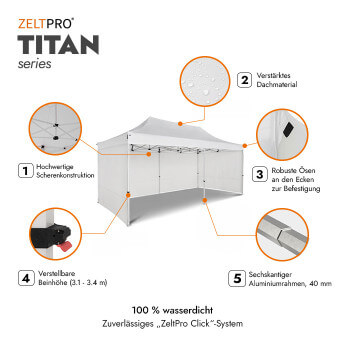 Faltpavillon 4x8 Weiß Zeltpro TITAN 2
