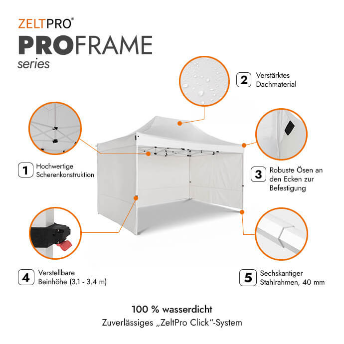 Faltpavillon 3x2 Weiß Zeltpro PROFRAME 2