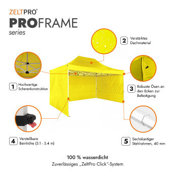 Faltpavillon 3x2 Gelb Zeltpro PROFRAME 2