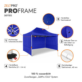 Faltpavillon 3x2 Blau Zeltpro PROFRAME 2