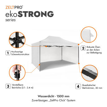 Faltpavillon 3x2 Weiß Zeltpro EKOSTRONG 2