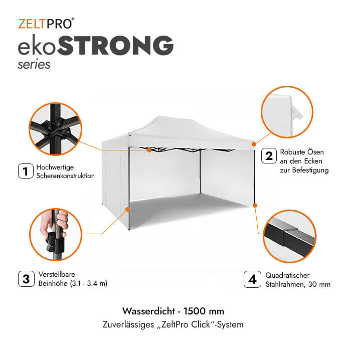 Faltpavillon 3x2 Weiß Zeltpro EKOSTRONG 2