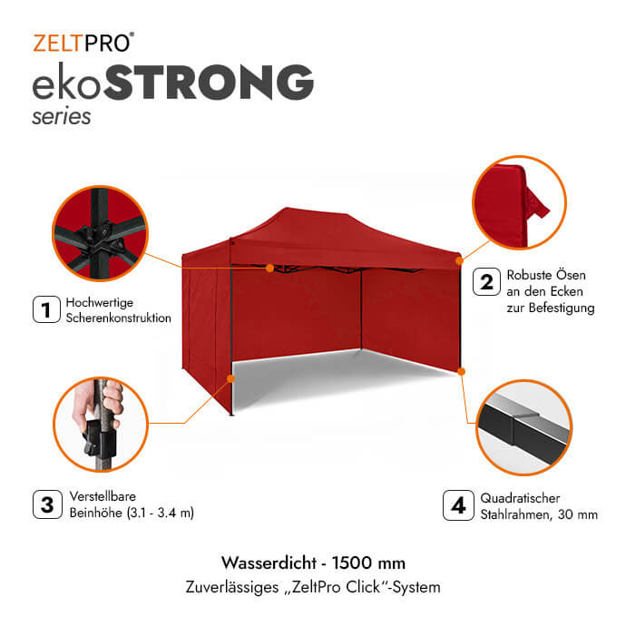 Faltpavillon 3x2 Rot Zeltpro EKOSTRONG 2
