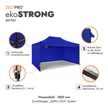 Faltpavillon 3x2 Blau Zeltpro EKOSTRONG 2