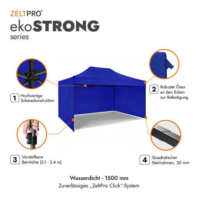 Faltpavillon 3x2 Blau Zeltpro EKOSTRONG 2