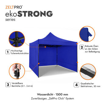 Faltpavillon 2x2 Blau Zeltpro EKOSTRONG 2