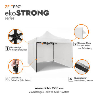 Faltpavillon 3x3 Weiß Zeltpro EKOSTRONG 2